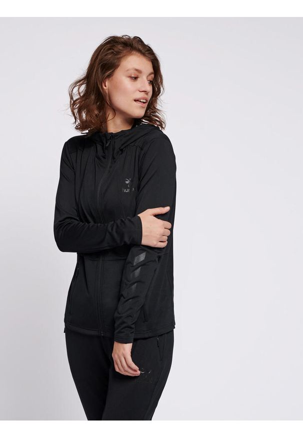 Bluza fitness damska Hummel zip Selby. Typ kołnierza: kaptur. Kolor: czarny. Materiał: jersey, materiał, poliester. Sport: fitness
