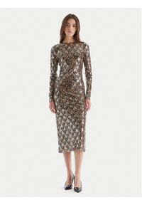 Just Cavalli Sukienka koktajlowa 79PAO953 JS528 Beżowy Slim Fit. Kolor: beżowy. Materiał: syntetyk. Styl: wizytowy