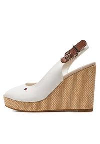 TOMMY HILFIGER - Tommy Hilfiger Sandały Iconic Elena Sling Back Wedge FW0FW04789 Écru. Materiał: materiał #3