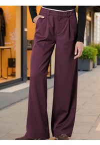 Sinsay - Spodnie wide leg - czerwony. Kolor: czerwony