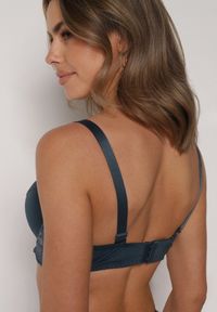 Born2be - Ciemnozielony Biustonosz Ozdobiony Cyrkoniami i Koronką Corraella. Kolor: zielony. Materiał: koronka. Wzór: koronka, aplikacja #4