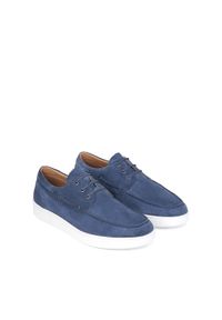 Kazar - Granatowe półbuty męskie w stylu boat shoes. Kolor: niebieski. Materiał: zamsz. Sezon: wiosna, lato #4