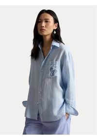 Polo Ralph Lauren Koszula 211A12786002 Niebieski jasny Oversize. Typ kołnierza: polo. Kolor: niebieski. Materiał: len #1