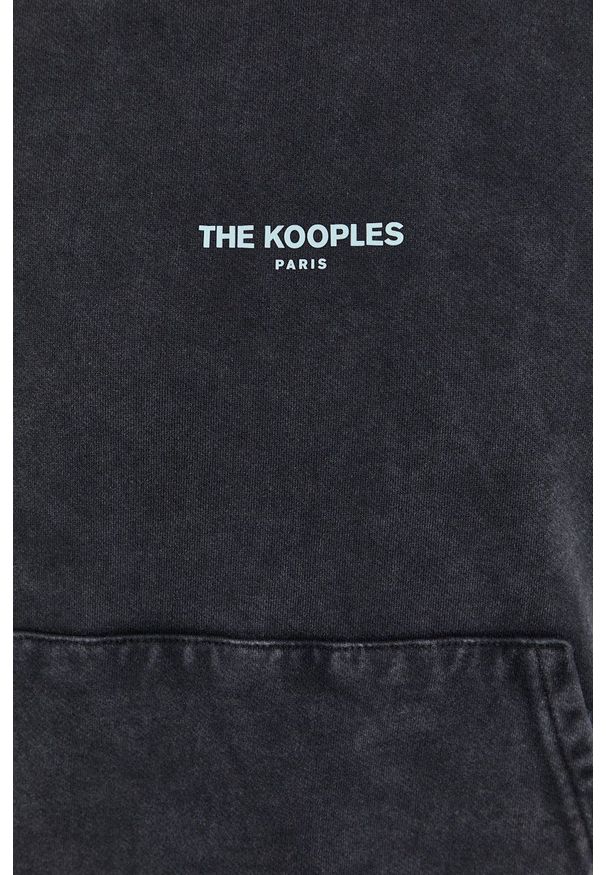 The Kooples Bluza bawełniana damska kolor czarny z kapturem z nadrukiem. Typ kołnierza: kaptur. Kolor: czarny. Materiał: bawełna. Długość rękawa: długi rękaw. Długość: długie. Wzór: nadruk