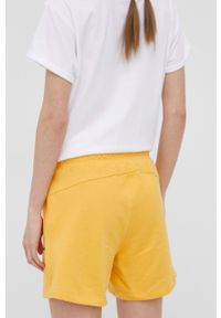 DKNY - Dkny szorty bawełniane damskie kolor żółty gładkie medium waist. Kolor: żółty. Materiał: bawełna. Wzór: gładki #4