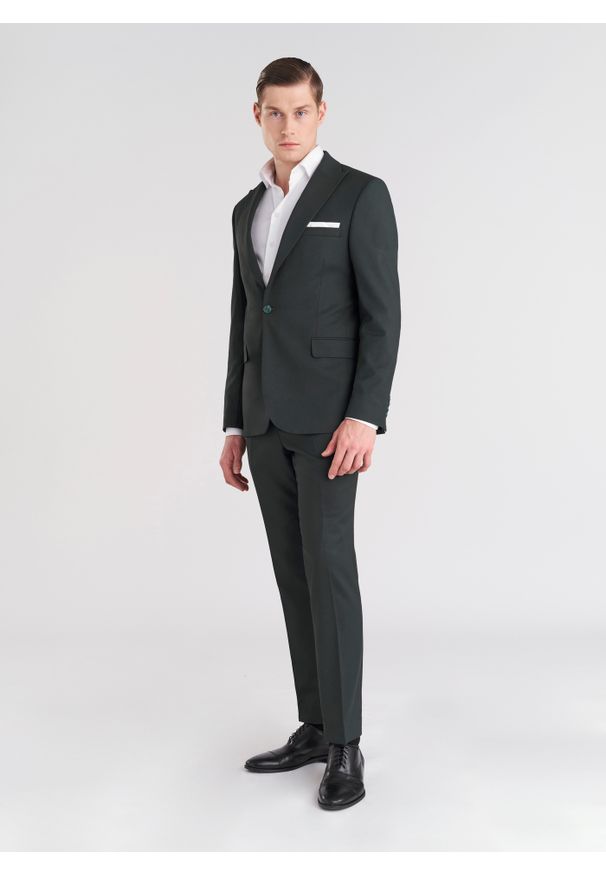 Pako Lorente - PAKO LORENTE – Zielone eleganckie spodnie męskie. Kolor: zielony. Styl: elegancki