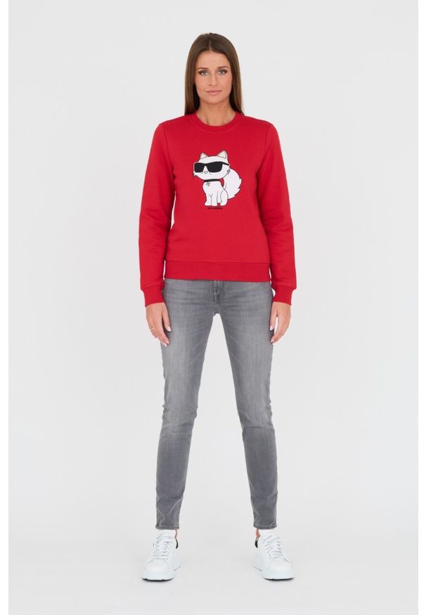 Karl Lagerfeld - KARL LAGERFELD Czerwona damska bluza Ikonik 2.0, Rozmiar M. Kolor: czerwony