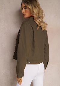 Renee - Ciemnozielona Jeansowa Kurtka z Bawełny z Guzikami i Kieszeniami Ainztia. Kolor: zielony. Materiał: bawełna, jeans #5