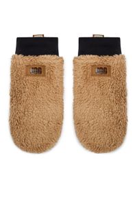 Rękawiczki Damskie Ugg W Sherpa Mitten W Logo Tape 21631 Caramel. Kolor: beżowy. Materiał: syntetyk #1