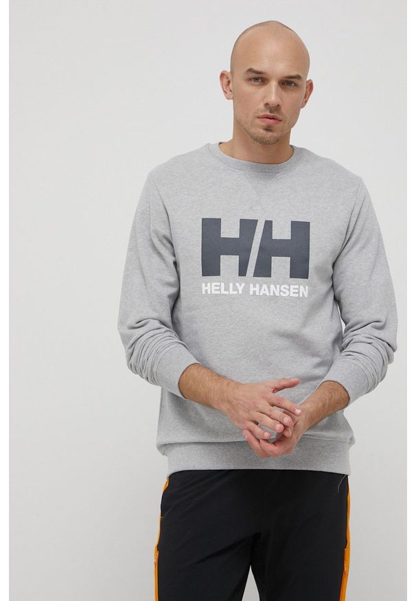 Helly Hansen bluza bawełniana męska kolor granatowy gładka. Okazja: na co dzień. Kolor: szary. Materiał: bawełna. Wzór: gładki. Styl: casual