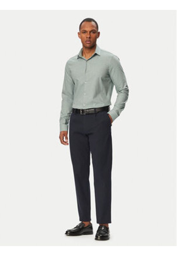 Calvin Klein Koszula LV019EU148 Zielony jasny Slim Fit. Kolor: zielony. Materiał: bawełna