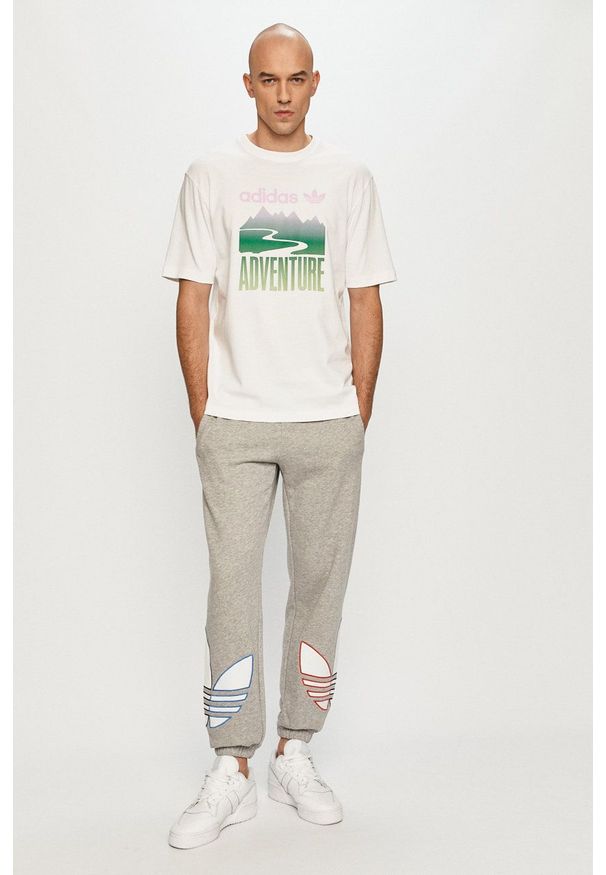 adidas Originals - T-shirt. Okazja: na co dzień. Kolor: biały. Wzór: nadruk. Styl: casual