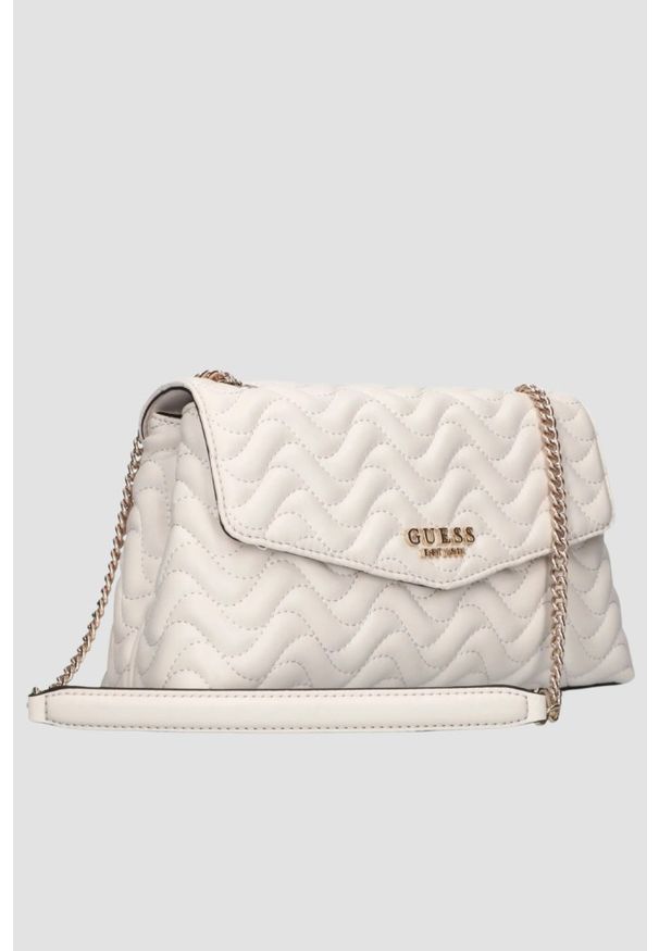 Guess - GUESS Beżowa damska torebka Melisandra. Kolor: beżowy. Materiał: skórzane