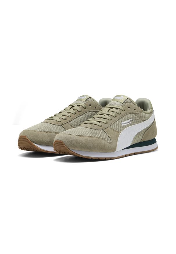 Puma - Sneakersy unisex ST MILER PUMA. Kolor: wielokolorowy, biały, beżowy, zielony. Materiał: zamsz. Szerokość cholewki: normalna. Sport: turystyka piesza