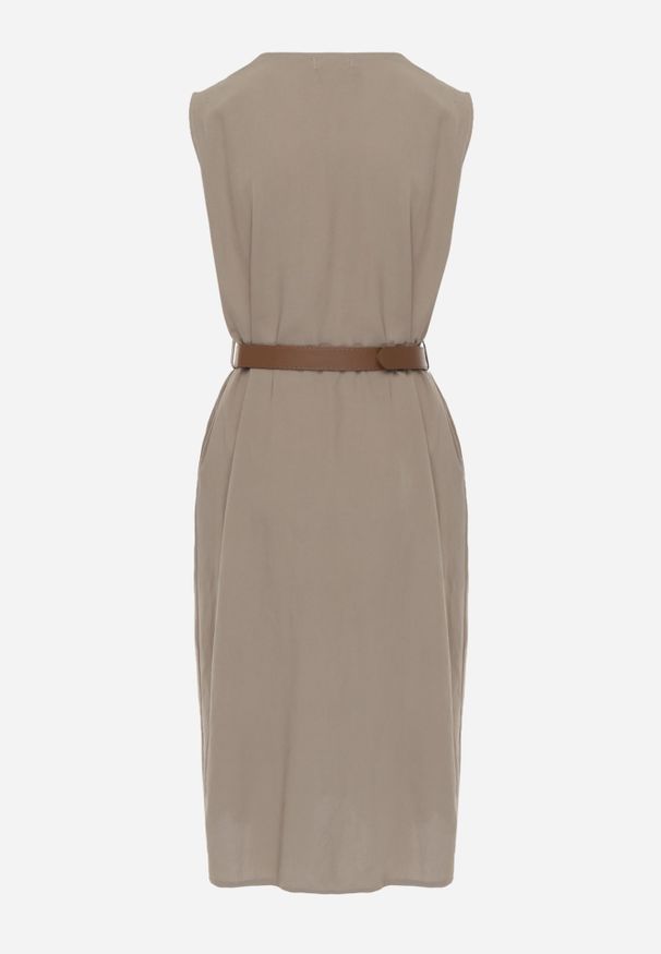 Renee - Zielona Pudełkowa Sukienka z Wiskozą Bawełną Guzikami i Paskiem Magmaris. Okazja: na co dzień, do pracy. Kolor: zielony. Materiał: wiskoza, bawełna. Sezon: wiosna, lato. Styl: casual, elegancki