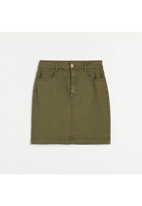 Reserved - Bawełniana spódnica mini - Khaki. Kolor: brązowy. Materiał: bawełna