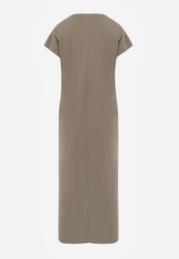 Born2be - Zielona Bawełniana Sukienka Pudełkowa o Fasonie Oversize z Kieszeniami Thaelusa. Okazja: na co dzień. Kolor: zielony. Materiał: bawełna. Typ sukienki: oversize. Styl: casual