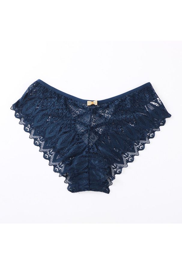 Intica - Majtki koronkowe ze strapsami eleganckie Herlaug. Kolor: niebieski. Materiał: koronka. Wzór: koronka