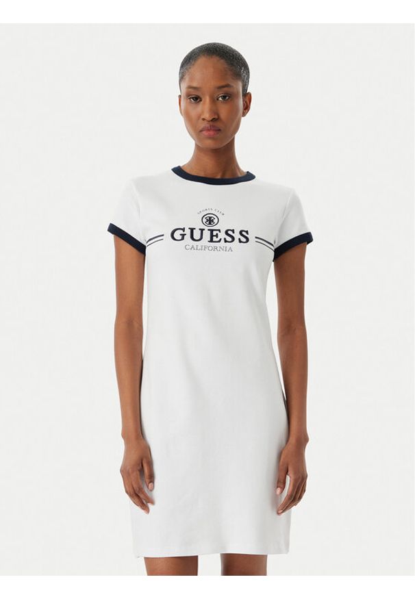 Guess Sukienka codzienna V6GK05 K2988 Biały Regular Fit. Okazja: na co dzień. Kolor: biały. Materiał: bawełna. Typ sukienki: proste. Styl: casual