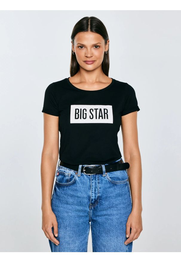 Big-Star - Koszulka damska z nadrukiem czarna Oneidasa 906. Kolor: czarny. Materiał: jeans. Wzór: nadruk. Styl: klasyczny, sportowy