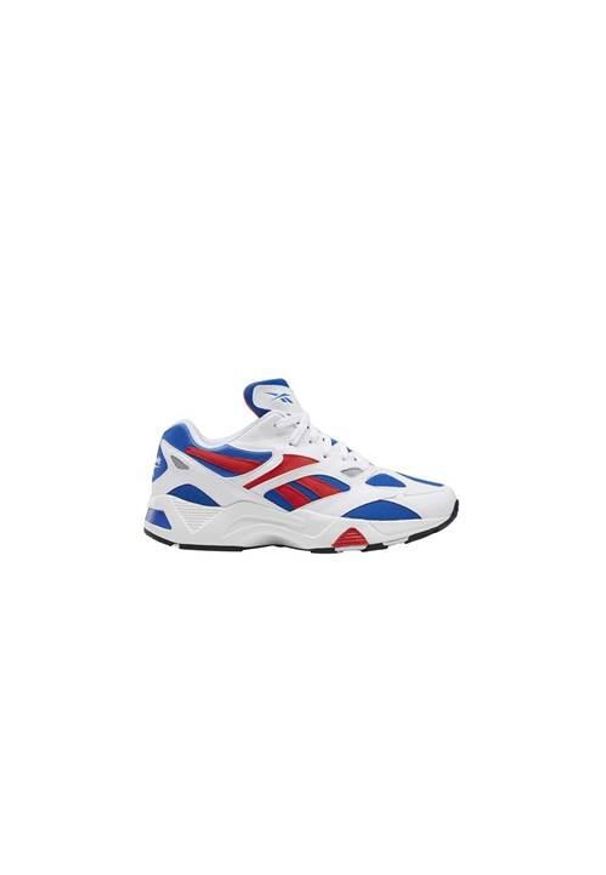 Buty do chodzenia męskie Reebok Aztrek 96. Zapięcie: sznurówki. Kolor: biały, niebieski, czerwony, wielokolorowy. Materiał: materiał, tkanina, syntetyk. Szerokość cholewki: normalna. Sport: turystyka piesza