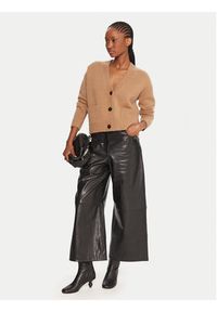 Weekend Max Mara Spodnie skórzane Blanc 2525436012 Czarny Wide Leg. Kolor: czarny. Materiał: skóra