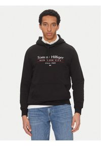 TOMMY HILFIGER - Tommy Hilfiger Bluza Center Stack MW0MW38672 Czarny Regular Fit. Kolor: czarny. Materiał: bawełna