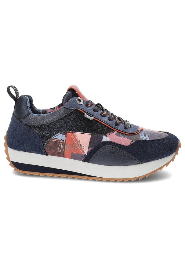 Granatowe Sneakersy Anekke Wygodne Buty Damskie. Kolor: niebieski. Materiał: materiał, skóra ekologiczna. Szerokość cholewki: normalna. Styl: sportowy