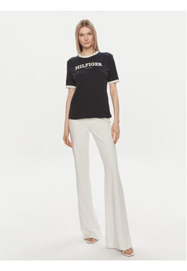 TOMMY HILFIGER - Tommy Hilfiger T-Shirt Monotype WW0WW41208 Granatowy Regular Fit. Kolor: niebieski. Materiał: bawełna