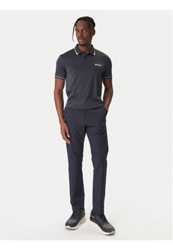 BOSS Polo Paul Pro 50506203 Granatowy Slim Fit. Typ kołnierza: polo. Kolor: niebieski. Materiał: syntetyk