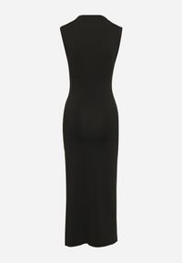 Born2be - Czarna Dopasowana Sukienka Bodycon z Rozcięciem Jelifea. Okazja: na co dzień. Kolor: czarny. Typ sukienki: bodycon. Styl: casual #5