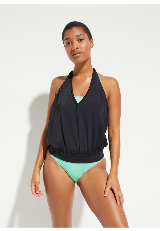 bonprix - Top tankini oversize z poliamidu z recyklingu. Kolor: czarny. Materiał: poliamid