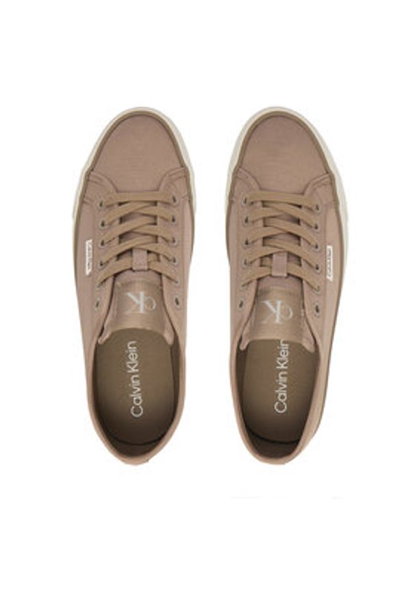 Calvin Klein Sneakersy Vulc Flatform Lace Up Moire YW0YW02012 Brązowy. Kolor: brązowy. Materiał: materiał