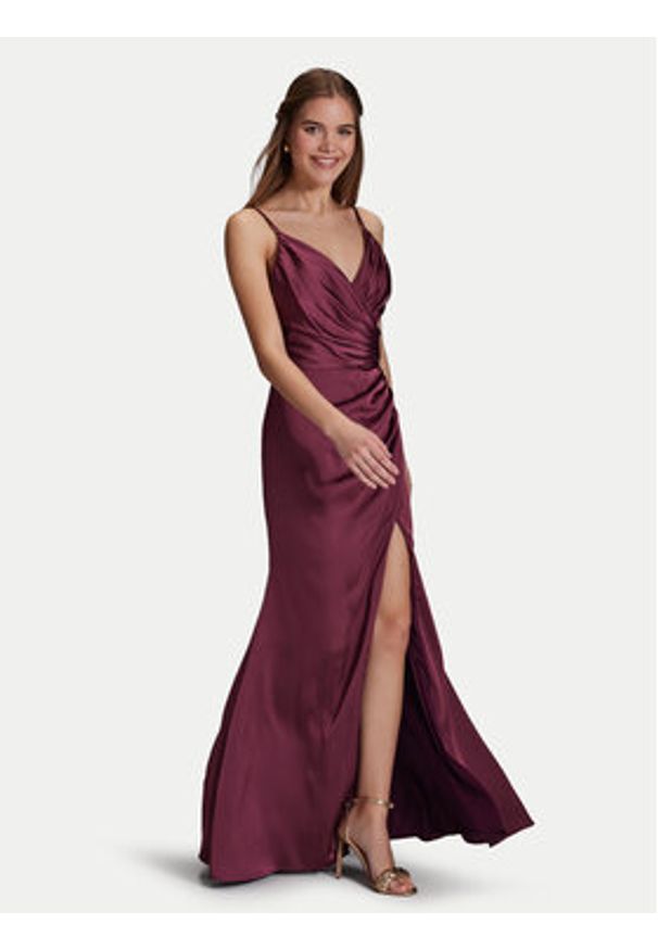 Hey Kyla Sukienka wieczorowa 5AI075HK Bordowy Slim Fit. Kolor: czerwony. Materiał: syntetyk. Styl: wizytowy