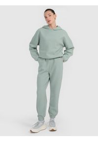 4f - 4F Bluza dresowa z waflowej dzianiny damska - turkusowa XXL. Okazja: na co dzień. Kolor: turkusowy. Materiał: dzianina, dresówka. Styl: casual, sportowy #2