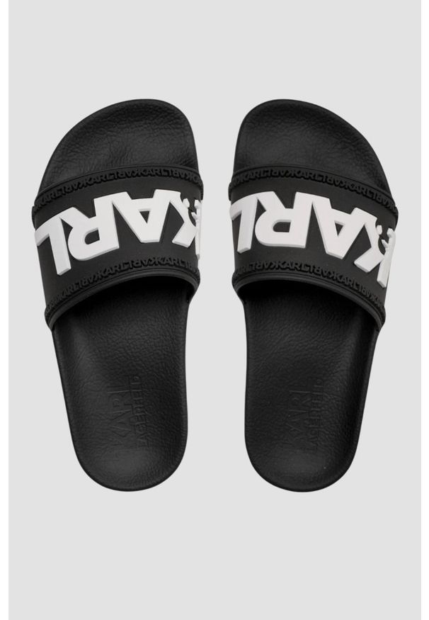 Karl Lagerfeld - KARL LAGERFELD Czarne klapki Kondo Karl Logo Slide, Rozmiar 46. Kolor: czarny