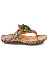 Pomarańczowe Japonki Laura Vita Modne Obuwie Damskie. Kolor: pomarańczowy. Materiał: skóra. Sezon: lato #7