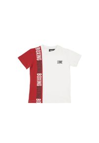 LEONE 1947 APPAREL - Pionowa, dwukolorowa koszulka dziecięca z krótkim rękawem klasy Junior. Kolor: biały. Długość rękawa: krótki rękaw. Długość: krótkie. Sport: joga i pilates