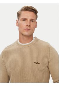 Aeronautica Militare Sweter 262MA1571UL00409 Beżowy Regular Fit. Kolor: beżowy. Materiał: bawełna #2