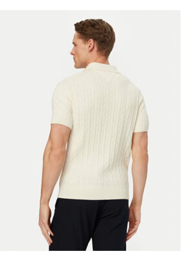 TOMMY HILFIGER - Tommy Hilfiger Polo MW0MW42788 Kremowy Regular Fit. Typ kołnierza: polo. Kolor: kremowy. Materiał: bawełna