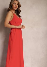 Renee - Czerwona Kopertowa Sukienka o Rozkloszowanym Fasonie na Ramiączkach Piavana. Okazja: na imprezę, na spacer, na co dzień. Kolor: czerwony. Długość rękawa: na ramiączkach. Typ sukienki: kopertowe. Styl: casual, elegancki #5