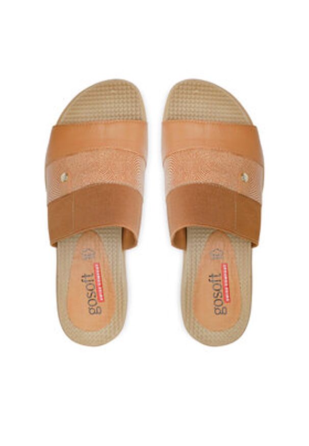 Go Soft Klapki WI16-5702-04 Beżowy. Kolor: beżowy. Materiał: skóra