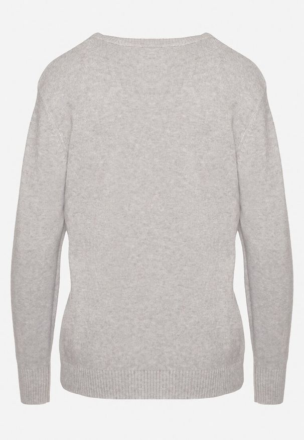 Born2be - Szary Sweter z Bawełną i Wiskozą z Guzikami przy Rękawach Nareliss. Okazja: na co dzień. Kolor: szary. Materiał: bawełna, wiskoza. Styl: elegancki, casual