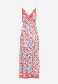 Born2be - Czerwona Taliowana Sukienka z Wiskozy na Regulowanych Ramiączkach z Gumką w Pasie Zenadea. Okazja: na co dzień. Kolor: czerwony. Materiał: wiskoza. Długość rękawa: na ramiączkach. Sezon: lato. Styl: casual, wizytowy #7