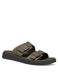 Geox Klapki U Xand 2S U46BGA 00032 C3009 Khaki. Kolor: brązowy. Materiał: nubuk, skóra