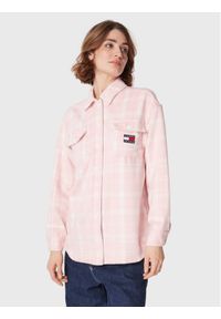 Tommy Jeans Koszula DW0DW15035 Różowy Relaxed Fit. Kolor: różowy. Materiał: syntetyk