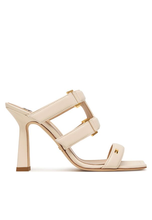 Elisabetta Franchi Klapki SA-44L-62E2-V620 Kremowy. Kolor: kremowy. Materiał: skóra