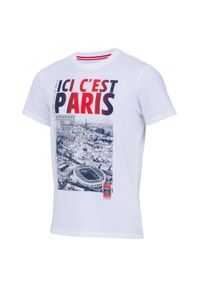 Koszulka męska PSG - ICI C'est Paris. Kolor: biały. Materiał: bawełna