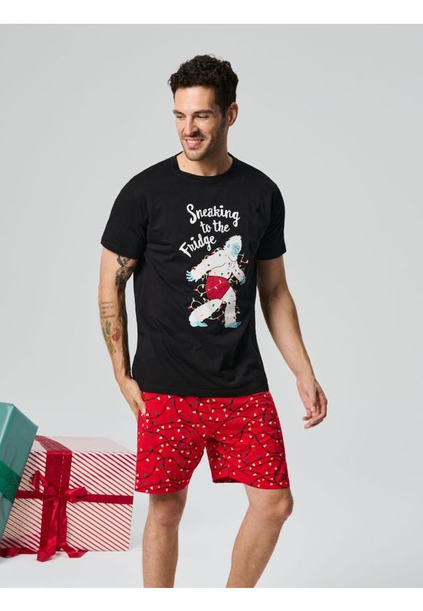 Sinsay - Piżama dwuczęściowa - czarny. Kolor: czarny. Długość: krótkie