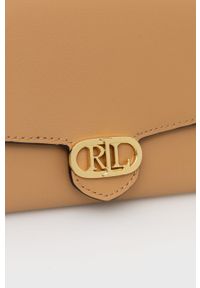 Lauren Ralph Lauren torebka skórzana kolor beżowy. Kolor: beżowy. Materiał: skórzane. Rodzaj torebki: na ramię #5